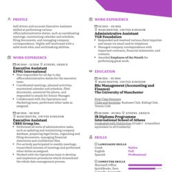 Peerless Executive Assistant Resume Template Sample Samples Profession Specifically Experienced Writers