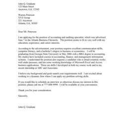 Sublime Sample Cover Letter In Word And Formats Graduate