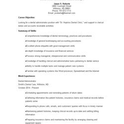 Capital Dental Office Administration Resume Templates At