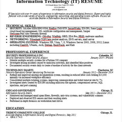 Very Good Simple It Resume Templates Doc Professional Template Example