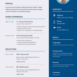Wizard Resume For Accountant Sample Fresher Formats Trending Accounting Professional Freshers Resumes Finance