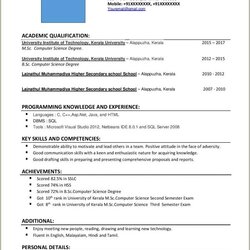 Latest Resume Format For Freshers Free Download Example