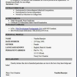 Top Resume Formats For Freshers Job Format Fresher Templates Simple Professional Basic Engineer Sample