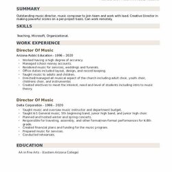 Music Resume For College Sample Writing Tips Musician Director Of