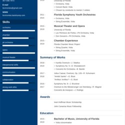 Cool Music Resume Examples For Musicians College Application Templates