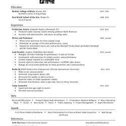 Preeminent Music Resume For College Sample Writing Tips Position Example