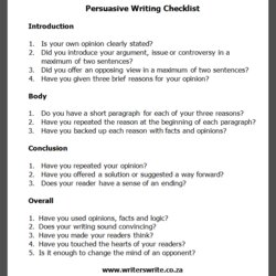 Write Persuasive Essay Writing Essays Checklist Business Reader Speech Writers Examples Text Opinion Words
