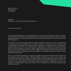 Magnificent Interior Design Cover Letter Style Trends Image