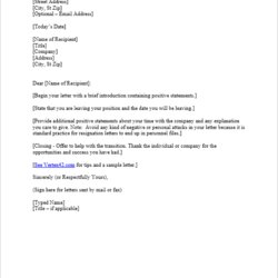 Superb Free Letter Of Resignation Template Samples