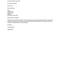 Brilliant Free Printable Letter Of Resignation Form Generic Simple Template Sample Letters Format Samples
