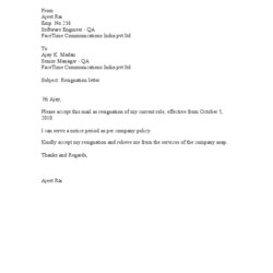 Sterling Resignation Letter