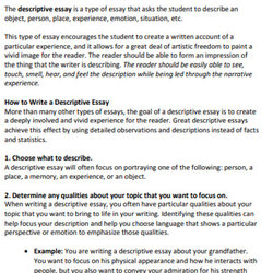 Perfect Descriptive Essay Examples Samples In Doc Printable