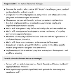 Admirable Human Resources Manager Job Description Velvet Jobs