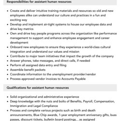 Perfect Assistant Human Resources Job Description Velvet Jobs