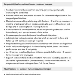 Fantastic Assistant Human Resources Manager Job Description Velvet Jobs