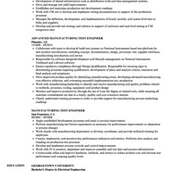 Very Good Process Engineer Resume Sample Best Examples Manufacturing Test