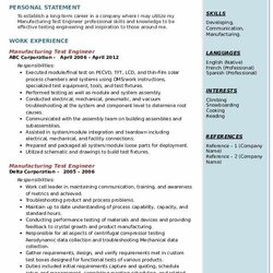 The Highest Quality Manufacturing Test Engineer Resume Samples