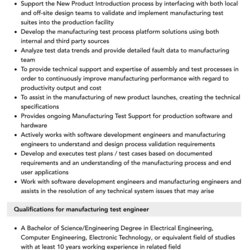 Out Of This World Manufacturing Test Engineer Job Description Velvet Jobs