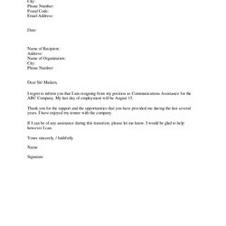 Terrific Resignation Letter Template Templates Different
