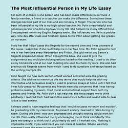 Tremendous The Most Influential Person In My Life Free Essay Example Paper On Post Preview