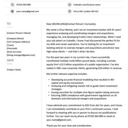 Investment Banking Cover Letter Example Free Template