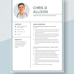 Splendid Health Professional Resume Template Word Apple Pages Certified Education Specialist