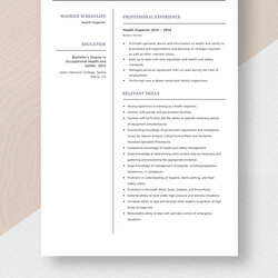 Superior Free Health Inspector Resume Template Word Apple Pages