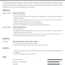 Superb Public Health Resume Sample Example Template Influx