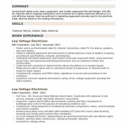 Low Voltage Electrician Resume Samples
