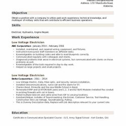 Wizard Low Voltage Electrician Resume Samples