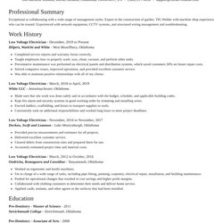 The Highest Standard Low Voltage Electrician Resumes Rocket Resume Classic Template