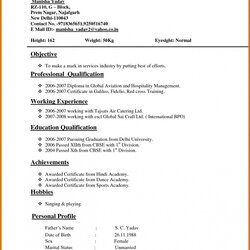 Superb Job Interview Resume Template Format Freshers Templates Normal Marriage Word Experience Jobs Simple