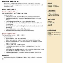 The Highest Quality Appliance Technician Resume