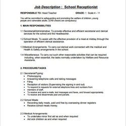 Out Of This World Receptionist Job Description Templates Free Sample Example Width