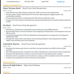 The Highest Quality Front Desk Resume Example Hotel Receptionist