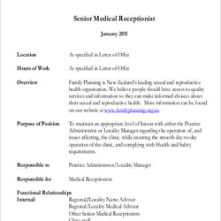 Superb Free Medical Receptionist Job Description Samples In Ms Word Senior Sample