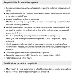 Medical Receptionist Job Description Velvet Jobs