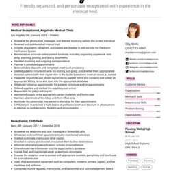 Medical Receptionist Resume Template Free Example
