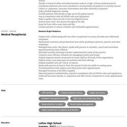 Outstanding Medical Receptionist Job Description Template Example In