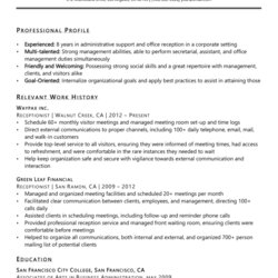 Spiffing Resume Sample Receptionist Samples Example