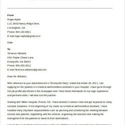 Very Good Cover Letters For Administrative Assistant Free Word Documents Letter Medical