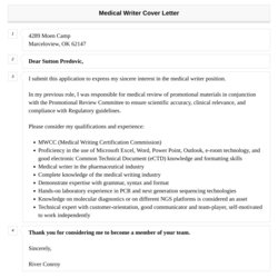 High Quality Medical Writer Cover Letter Velvet Jobs