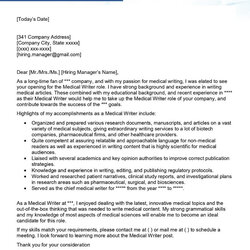 Out Of This World Medical Writer Cover Letter Examples Sample
