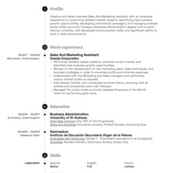 Sales And Marketing Assistant Resume Sample Image