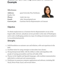 Free Printable Customer Service Resume Templates Word Examples