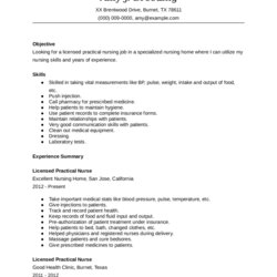 Spiffing Nursing Resume Printable Forms Template Sample Nurse Practical Licensed Edit