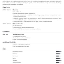 Machinist Resume Sample Guide Examples Example Template