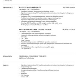 Magnificent Machinist Resume Templates Free