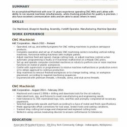 Smashing Machinist Resume Samples Example Technical College