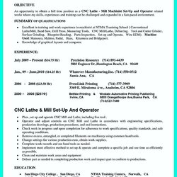 Cool Writing Your Qualifications In Machinist Resume Must Operator